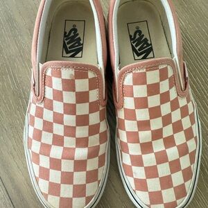 Vans Checkered Slip-On Shoes - Pink and White woman’s 7